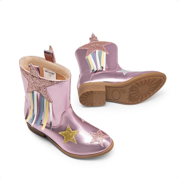 Kids Star Tassel Cowgirl Boots - PINK - 4